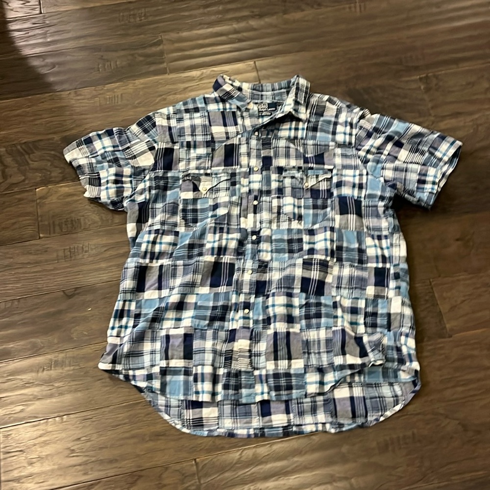 Polo Ralph Lauren Plaid 2003 Western Fit Short Sleeve Button Shirt blue Mens XXL